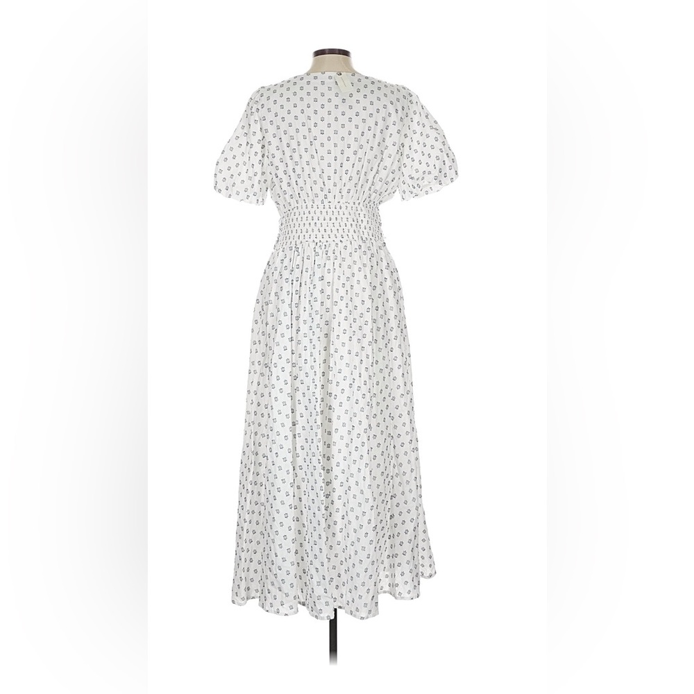 Anthropologie The Katarina Button Front White and Blue Patterned Dress, large - Picture 4 of 5